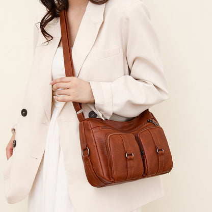 Livia - Solid Color PU Crossbody Bag For Women